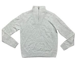 NWT Emerald Isle Weaving Men's XL White Wool Blend Doolin Quarter-Zip Sweater